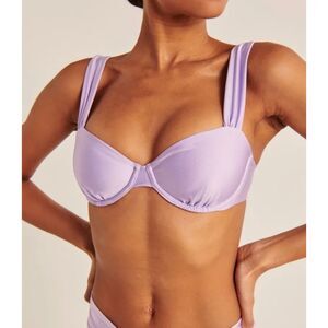 Abercrombie & Fitch Wide Strap Pleated Underwire Bikini Top Size XL Purple Swim
